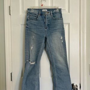 LOFT Light Blue Distressed Cropped Flare Jeans